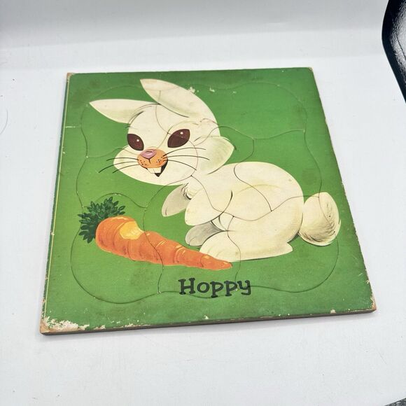X4 Vintage Children Puzzles 1950 Kitsch Toys HTF Bear Duck Puppy Bunny - Picture 12 of 13